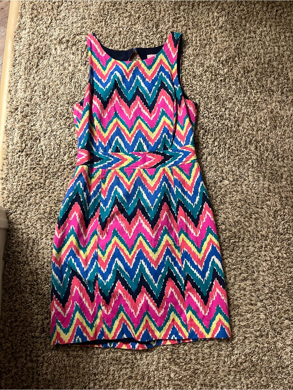 Lilly Pulitzer Multicolor Chevron Sheath Dress in Pink, Teal & Yellow